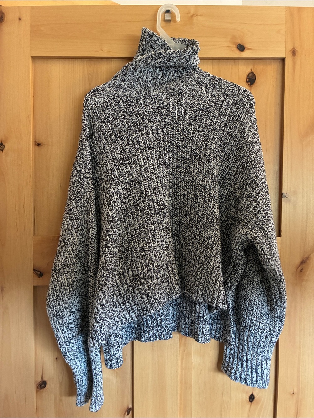 Madewell Cozy Marled Black and White Turtleneck Sweater